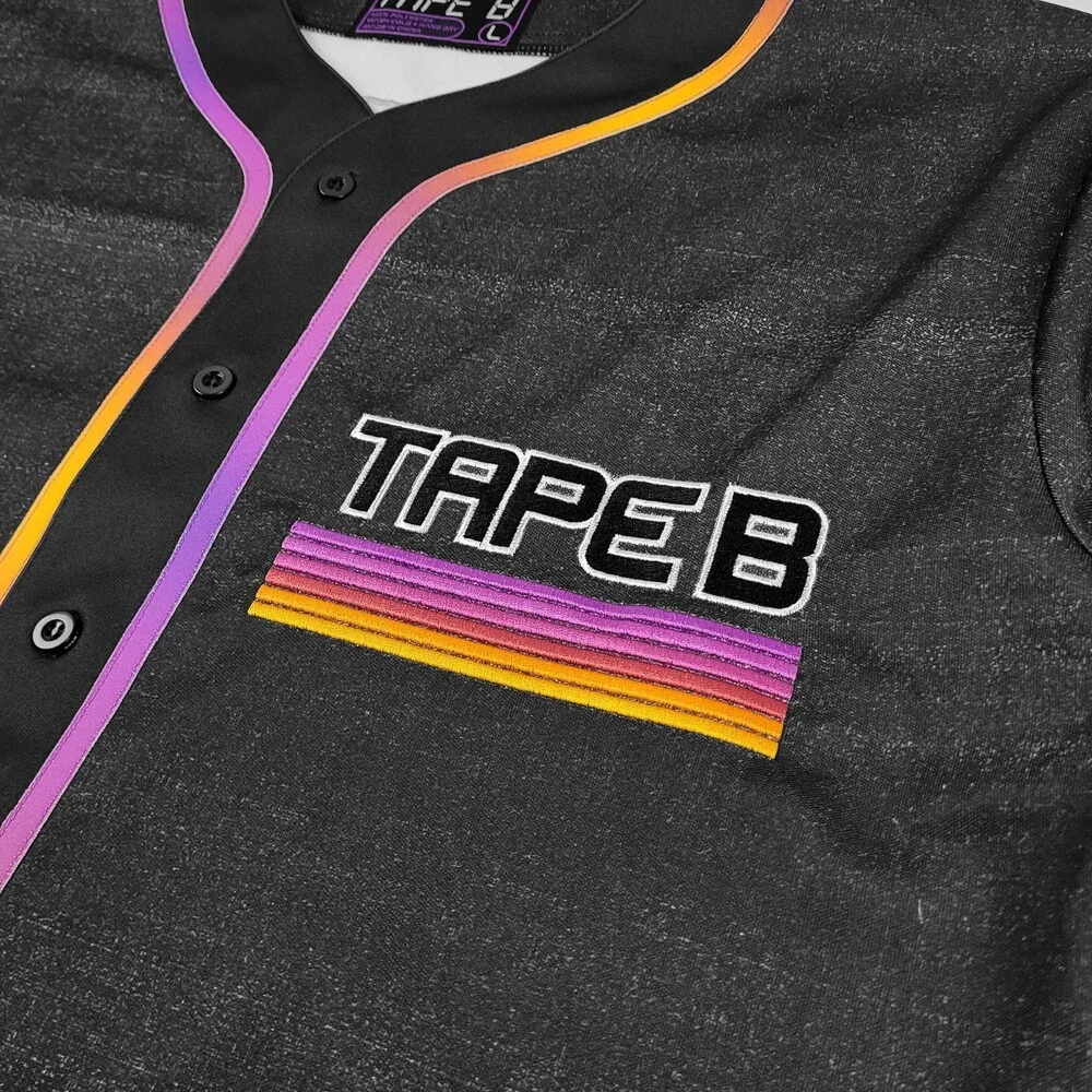 Tape B - High Energy Baseball Jersey Black Size Medium (M) EDM Rave